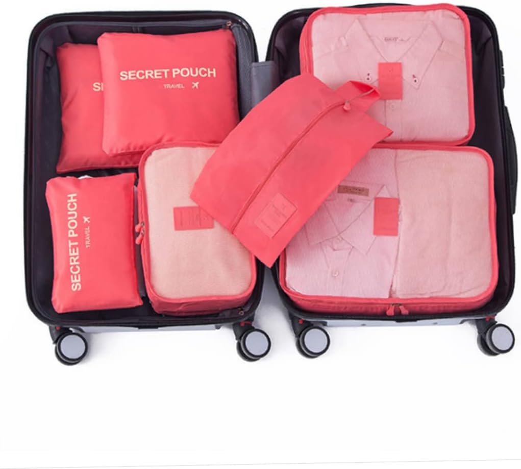 Luggage Cubes for Packing,Compression Suitcase Organiser Bag Waterproof Luggage Packing Bag Shoe Toiletry Bag for Travel Watermelon Red