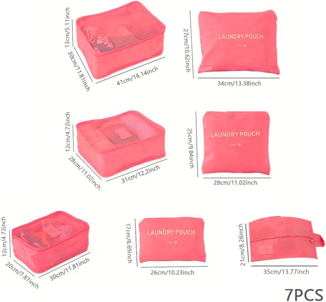 Luggage Cubes for Packing,Compression Suitcase Organiser Bag Waterproof Luggage Packing Bag Shoe Toiletry Bag for Travel Watermelon Red - Image 3