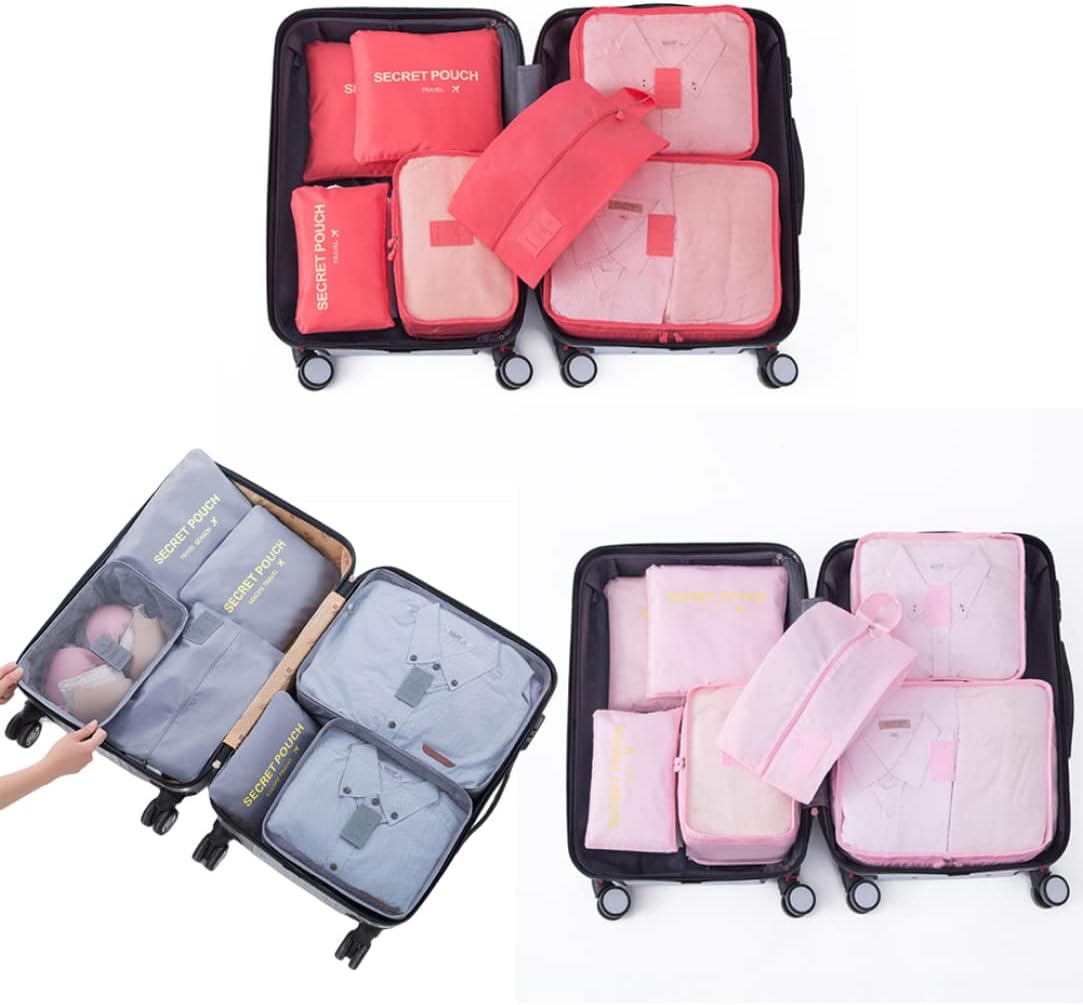 Luggage Cubes for Packing,Compression Suitcase Organiser Bag Waterproof Luggage Packing Bag Shoe Toiletry Bag for Travel Watermelon Red - Image 7