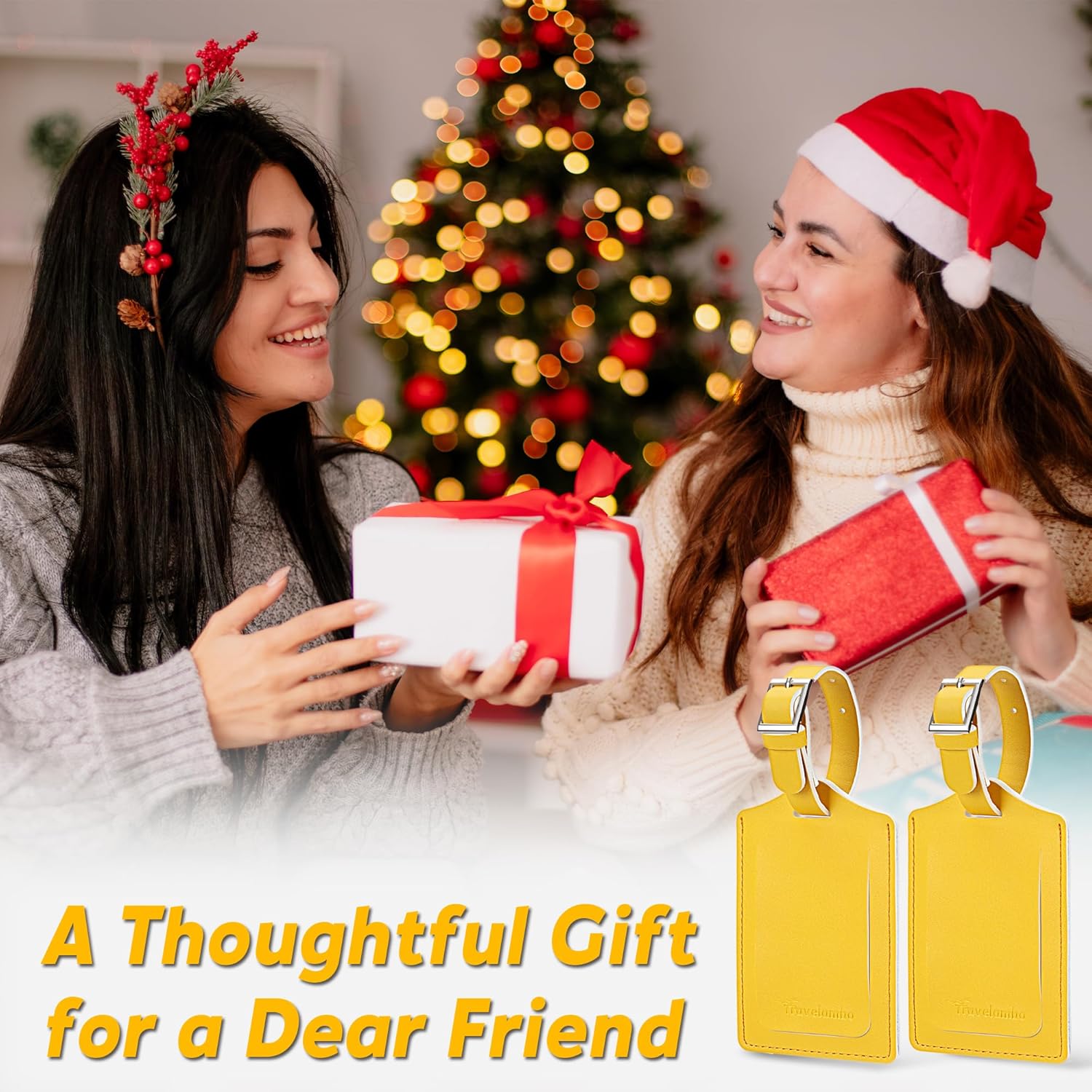 Travelambo Luggage Tags for Suitcases Faux Leather Privacy Protection 2 Pack Bag Tags Travel Accessories Essential, Energetic Yellow - Image 6